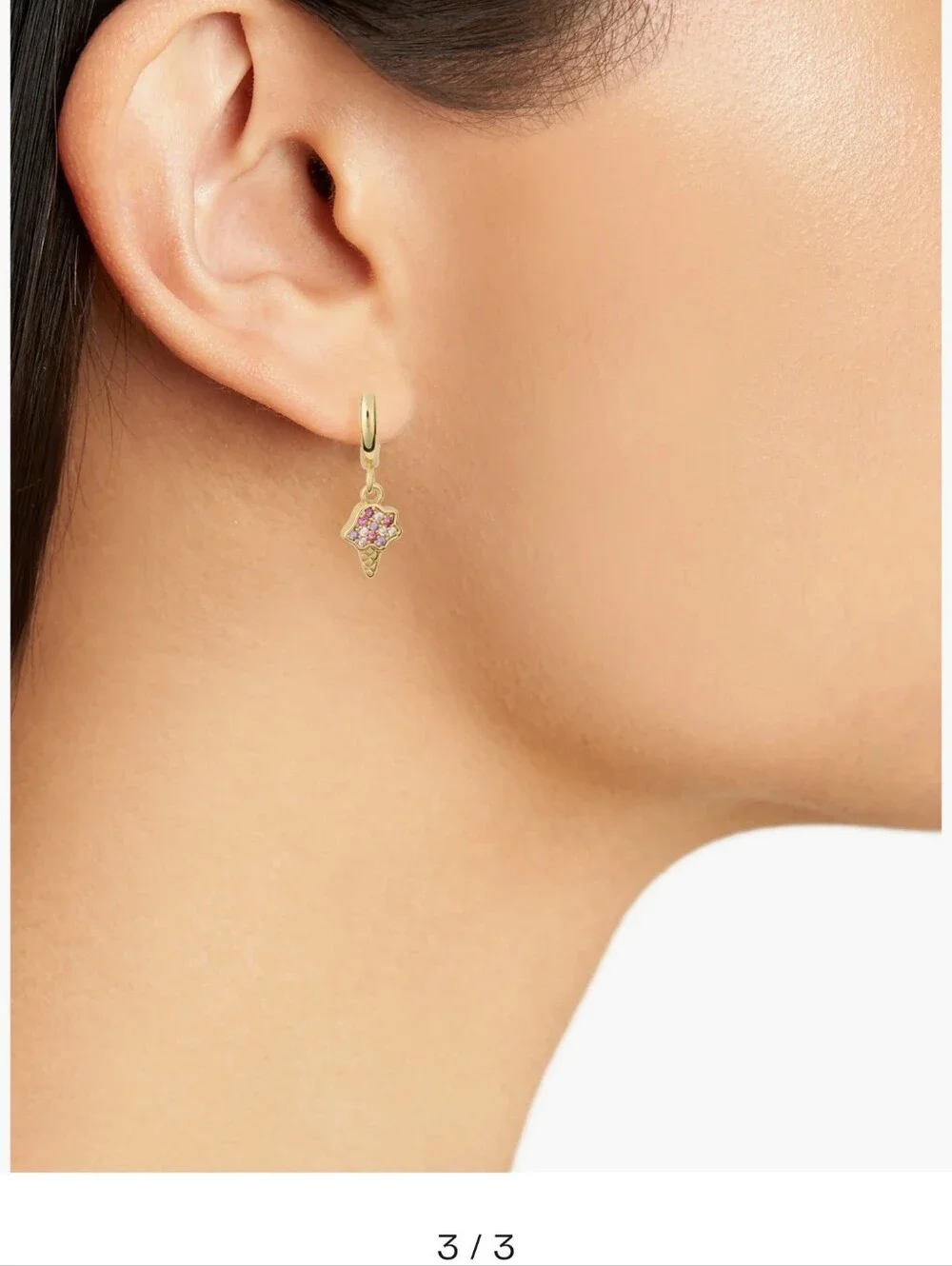 kate spade Gold Hoop Earrings with Pink Cubic Zirconia Ice Cream Charms